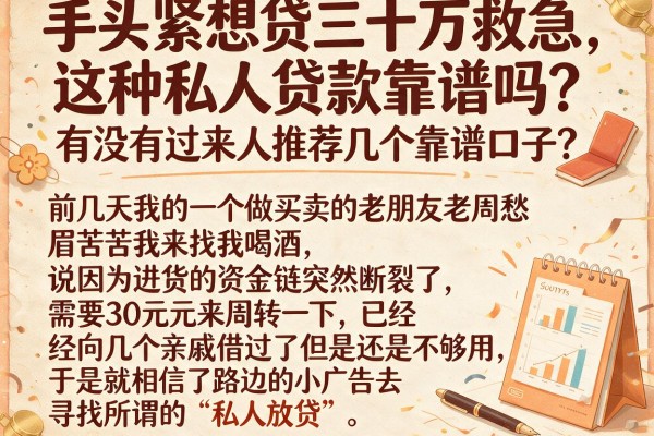 手头紧想贷三十万救急,这种私人贷款靠谱吗?有没有过来人推荐几个靠谱口子?