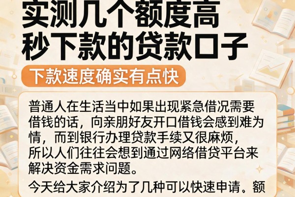 实测几个额度高秒下款的贷款口子，下款速度确实有点快