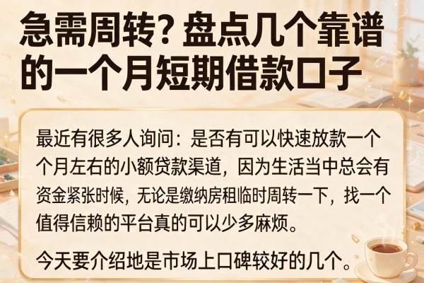 急需周转?盘点几个靠谱的一个月短期借款口子