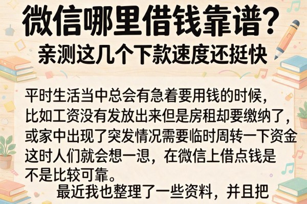 微信哪里借钱靠谱？亲测这几个下款速度还挺快