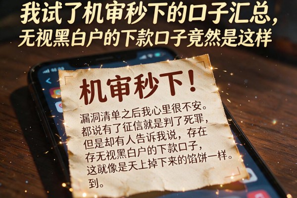 我试了机审秒下的口子汇总,发现无视黑白户的下款口子竟然是这样