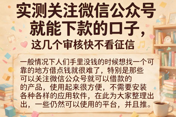 实测关注微信公众号就能下款的口子，这几个审核快不看征信