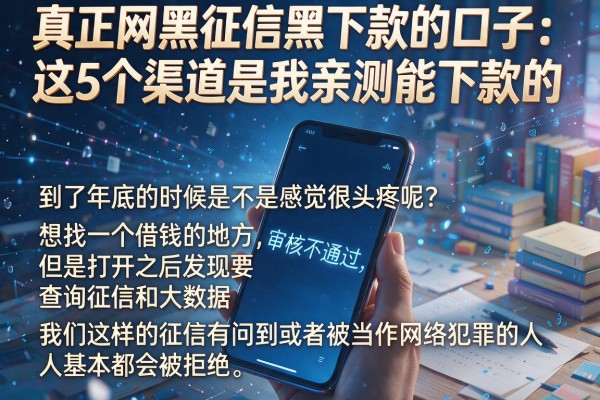 真正网黑征信黑下款的口子：这5个渠道是我亲测能下款的