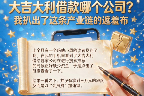 大吉大利借款哪个公司？我扒出了这条产业链的遮羞布