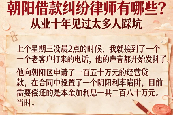 朝阳借款纠纷律师有哪些？从业十年见过太多人踩坑