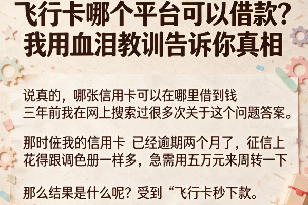 飞行卡哪个平台可以借款？我用血泪教训告诉你真相