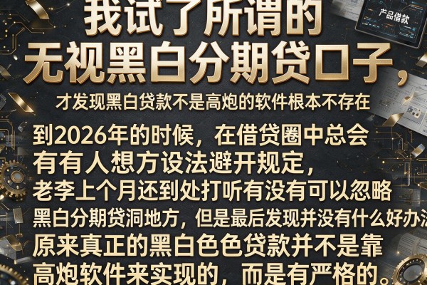 我试了所谓的无视黑白分期贷口子，才发现黑白贷款不是高炮的软件根本不存在