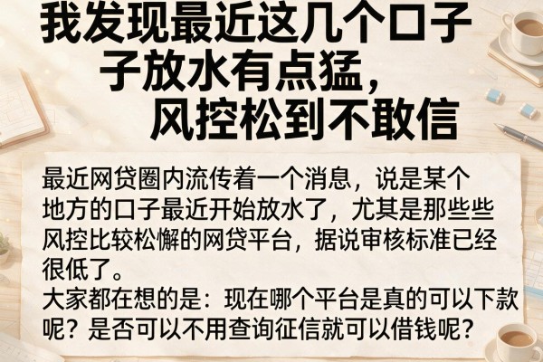 我发现最近这几个口子放水有点猛，风控松到不敢信
