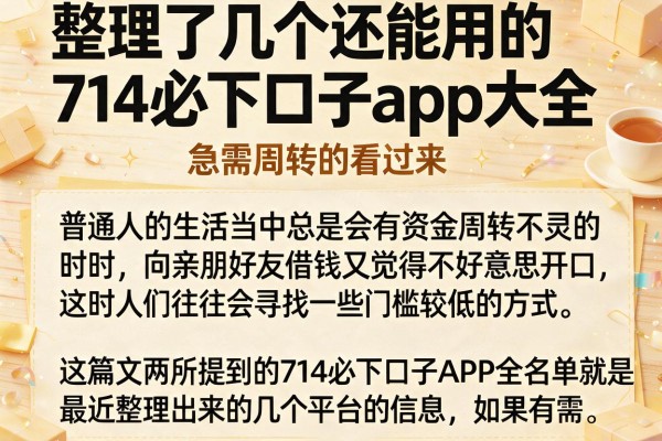 整理了几个还能用的714必下口子app大全，急需周转的看过来