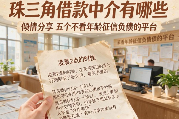 珠三角借款中介有哪些，倾情分享五个不看年龄征信负债的平台