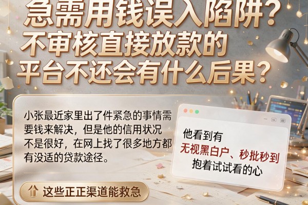 急需用钱误入陷阱？不审核直接放款的平台不还会有什么后果？这些正规渠道能救急