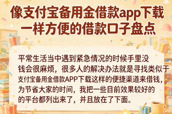 像支付宝备用金借款app下载一样方便的借款口子盘点