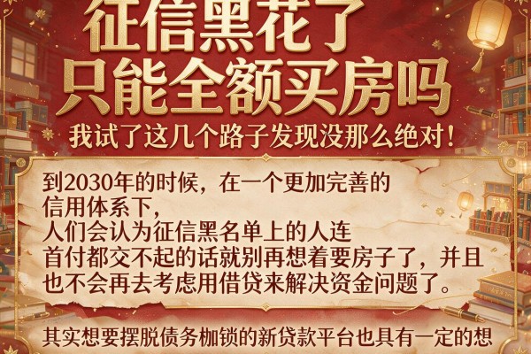 征信黑花了只能全额买房吗，我试了这几个路子发现没那么绝对