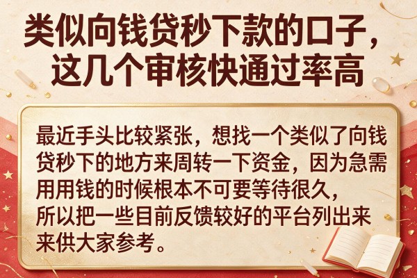 类似向钱贷秒下款的口子，这几个审核快通过率高
