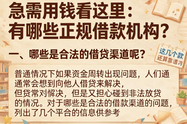 急需用钱看这里：有哪些正规借款机构？这几个下款还算靠谱