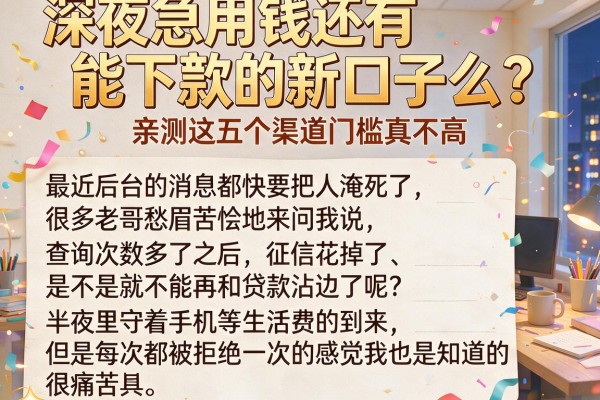 深夜急用钱还有能下款的新口子么？亲测这五个渠道门槛真不高