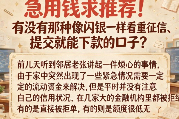 急用钱求推荐！有没有那种像闪银一样不怎么看重征信、提交就能下款的口子？