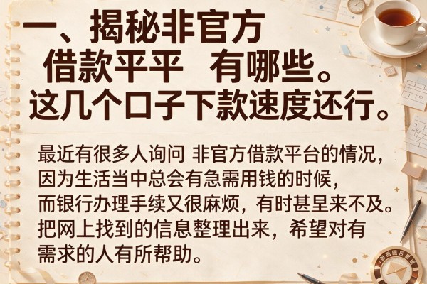 揭秘非官方借款平台有哪些，这几个口子下款速度还行