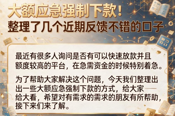 大额应急强制下款：整理了几个近期反馈不错的口子