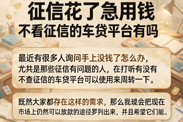 征信花了急用钱？不看征信的车贷平台有吗盘点这几个