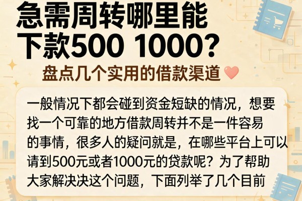 急需周转哪里能下款500 1000？盘点几个实用的借款渠道