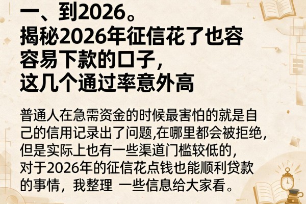 揭秘2026年征信花了也容易下款的口子，这几个通过率意外高