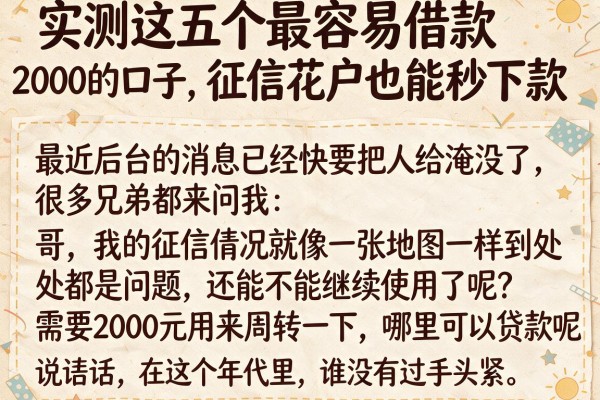 实测这五个最容易借款2000的口子，征信花户也能秒下款