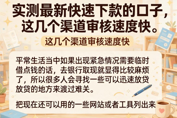 实测最新快速下款的口子，这几个渠道审核速度快