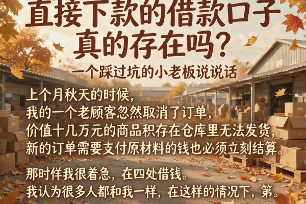 直接下款的借款口子真的存在吗？一个踩过坑的小老板说实话