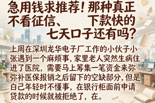 急用钱求推荐！那种真正不看征信、下款快的七天口子还有吗？