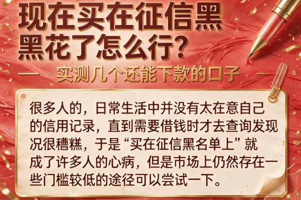 现在买在征信黑花了怎么办？实测几个还能下款的口子