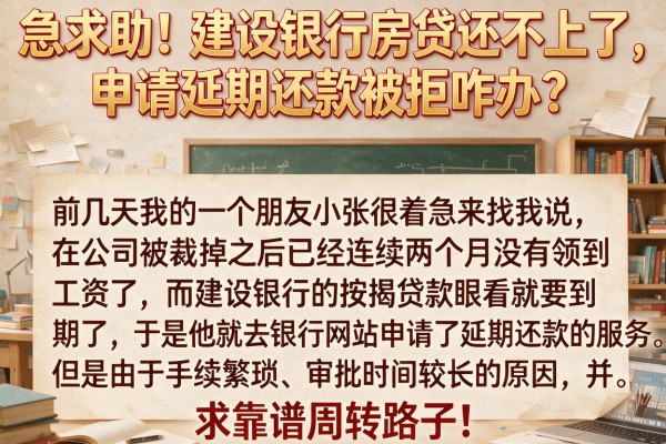 急求助！建设银行房贷还不上了，申请延期还款被拒咋办？求靠谱周转路子！
