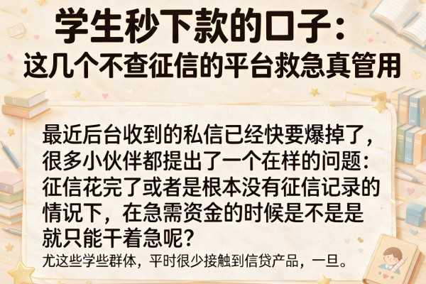 学生秒下款的口子：这几个不查征信的平台救急真管用