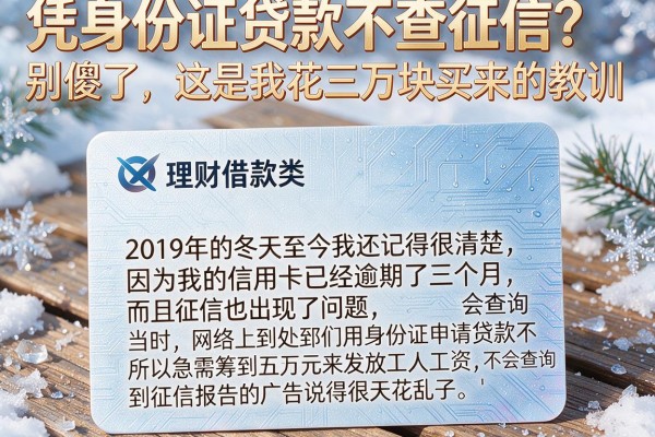 凭身份证贷款不查征信？别傻了，这是我花三万块买来的教训