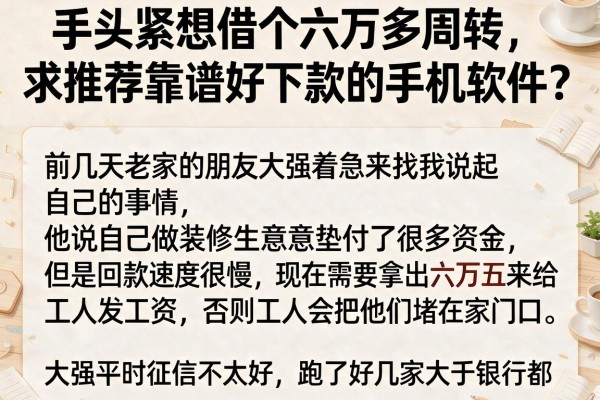 手头紧想借个六万多周转，求推荐靠谱好下款的手机软件？