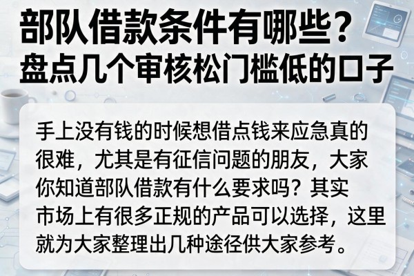 部队借款条件有哪些？盘点几个审核松门槛低的口子