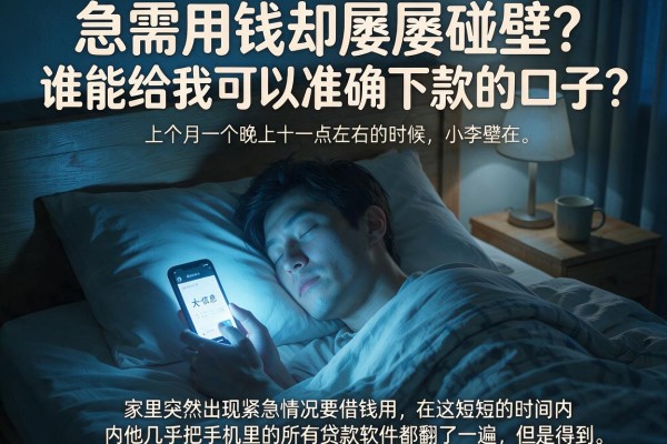 急需用钱却屡屡碰壁？谁能给我可以准确下款的口子？这几个靠谱平台值得尝试