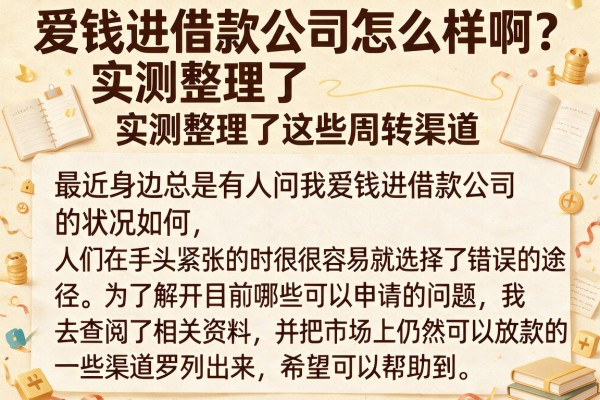 爱钱进借款公司怎么样啊？实测整理了这些周转渠道