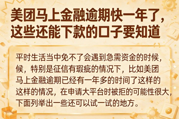 美团马上金融逾期快一年了，这些还能下款的口子要知道