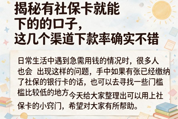 揭秘有社保卡就能下的口子，这几个渠道下款率确实不错
