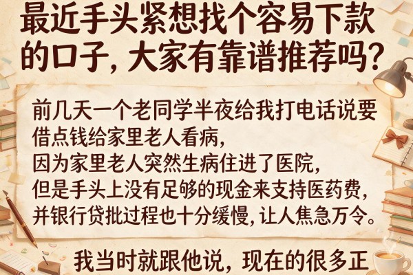 最近手头紧想找个容易下款的口子，大家有靠谱推荐吗？