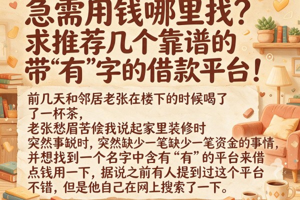 急需用钱哪里找？求推荐几个靠谱的带“有”字的借款平台！