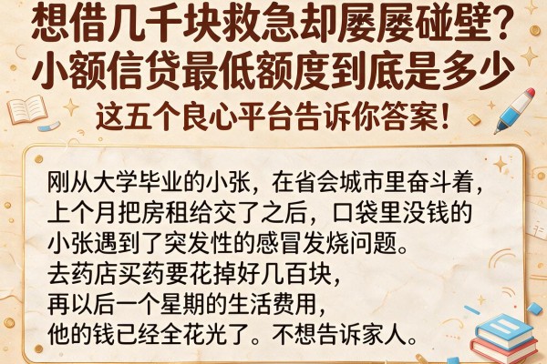 想借几千块救急却屡屡碰壁？小额信贷最低额度到底是多少，这五个良心平台告诉你答案！