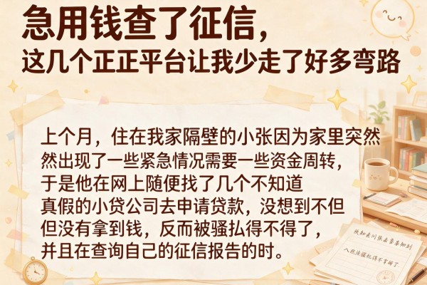急用钱查了征信，这几个正规平台让我少走了好多弯路