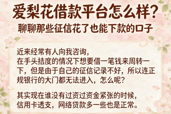 爱梨花借款平台怎么样？聊聊那些征信花了也能下款的口子