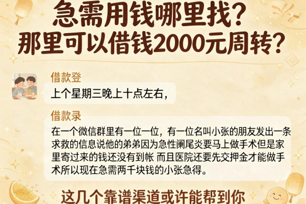 急需用钱哪里找？那里可以借钱2000元周转？这几个靠谱渠道或许能帮到你