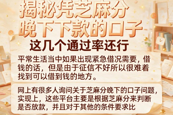 揭秘凭芝麻分晚下下款的口子，这几个通过率还行