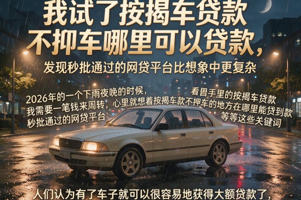 我试了按揭车贷款不押车哪里可以贷款，发现秒批通过的网贷平台比想象中更复杂