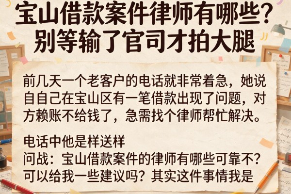 宝山借款案件律师有哪些？别等输了官司才拍大腿