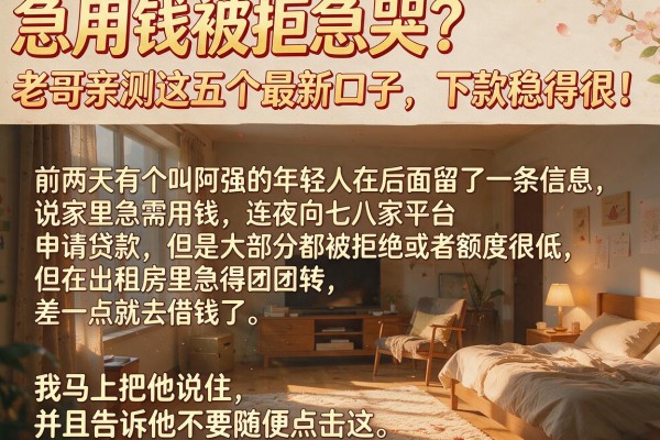 急用钱被拒急哭？老哥亲测这五个最新口子，下款稳得很！
